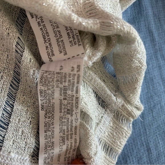 ZARA White Glitter Striped Sweater. Size Small - Picture 5 of 5